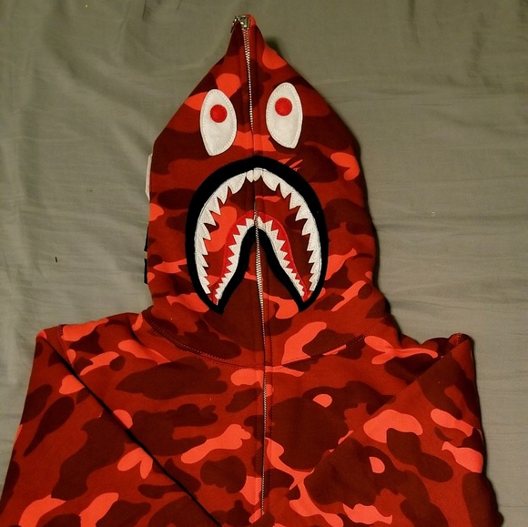Red Camo Bape Shark Full Zip jacket - Picture 1 of 3
